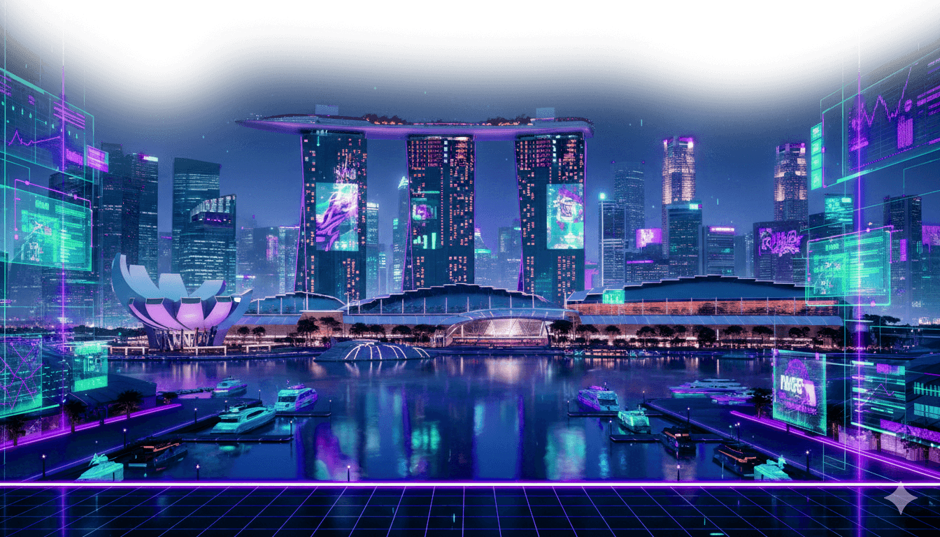 Marina Bay Sands Singapore — cyberpunk night skyline